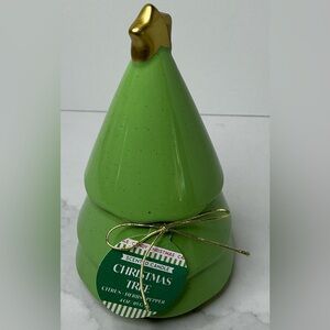 Kirkland’s Candle Christmas Green 4oz Green Tree Ceramic Container Gold Star